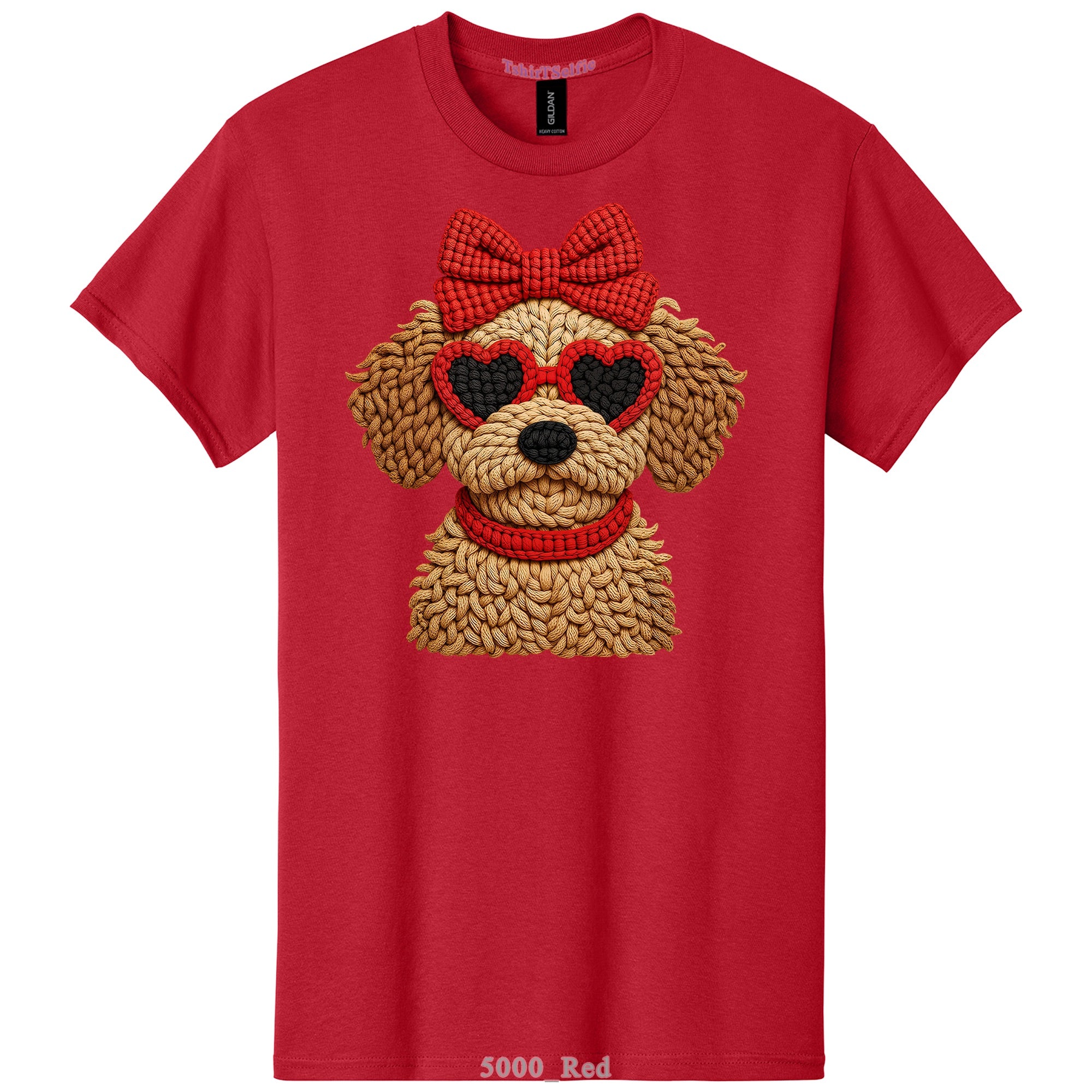 Pepper Gray Heart Sunglasses Goldendoodle Graphic Tee - 3D Knit Effect Digital Print