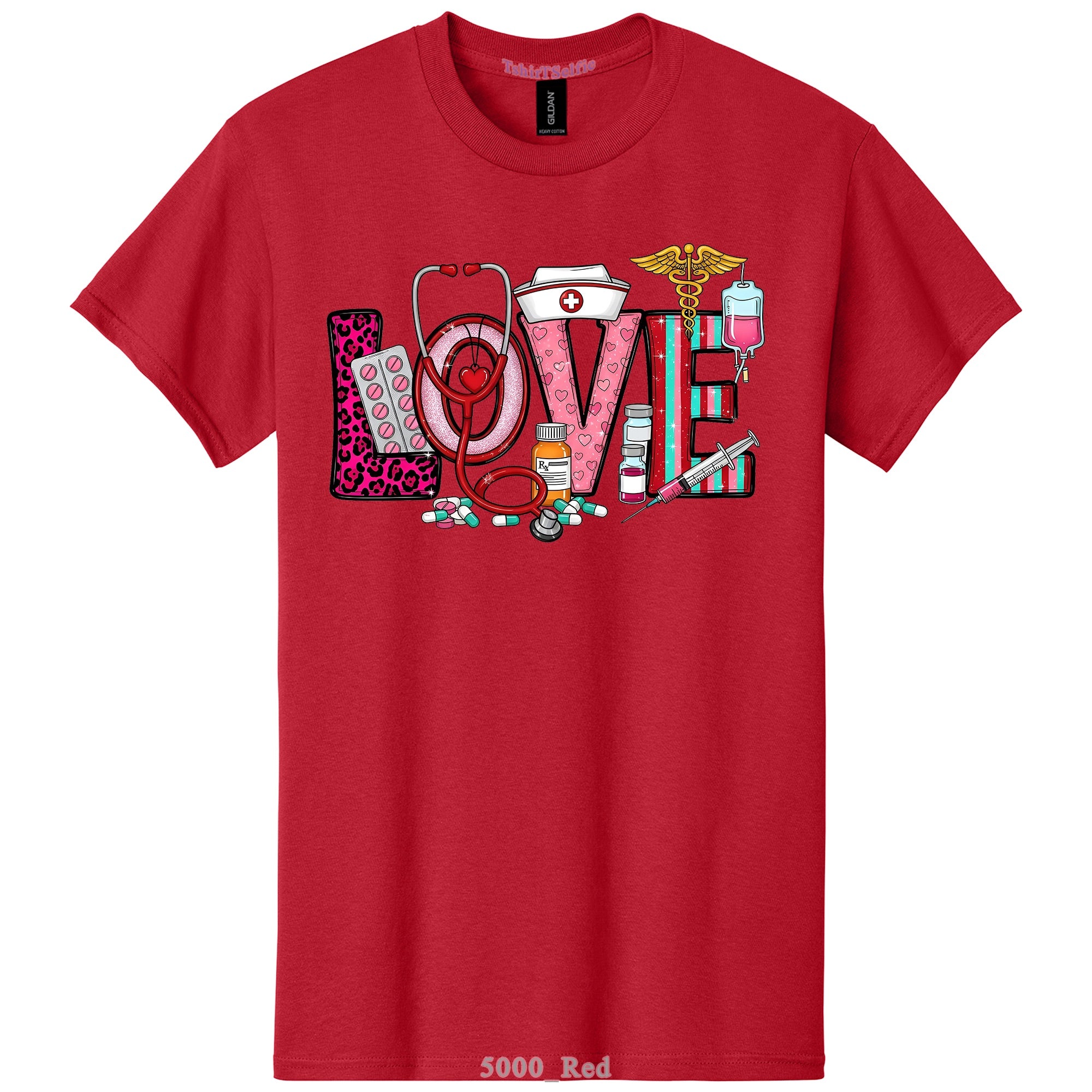 Nurse Themed 'Love' Word DTF Printed T-Shirt
