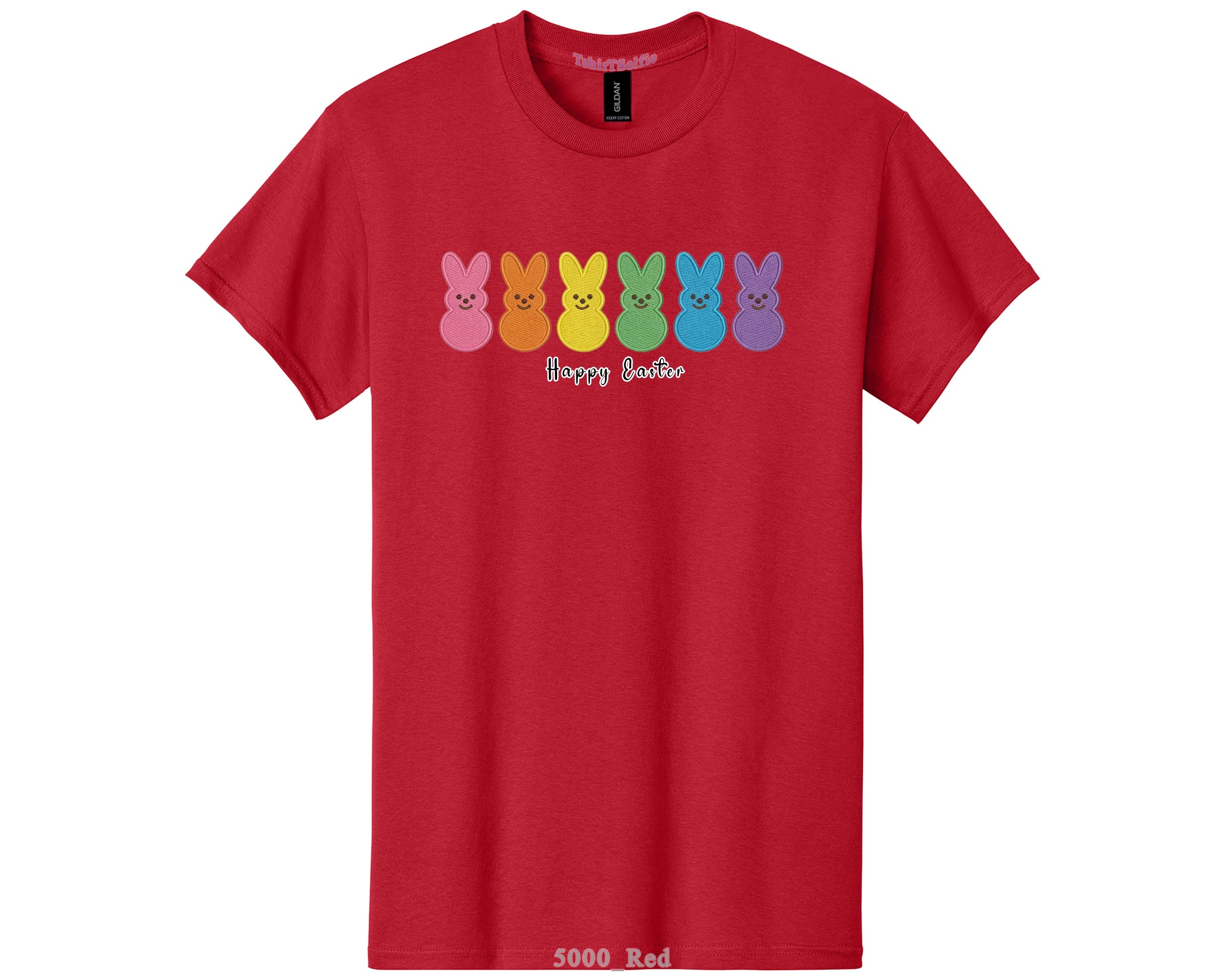 Rainbow Peeps Bunny Happy Easter Shirt - Festive Spring Holiday Graphic Tee
