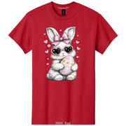 Heart Sunglasses Bunny with Egg Easter DTF Printed T-Shirt