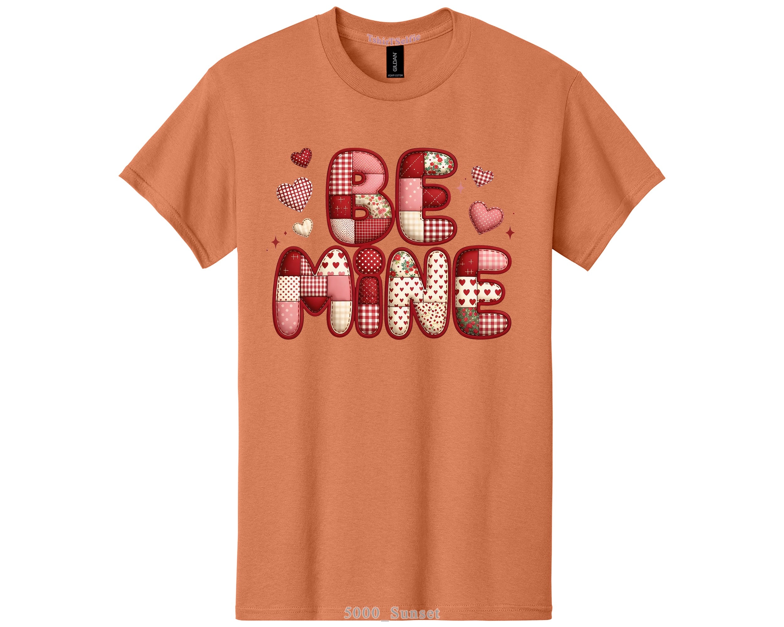 Be Mine Patchwork Heart Valentine’s Day T-Shirt - Retro Aesthetic Comfort Fit Graphic Tee