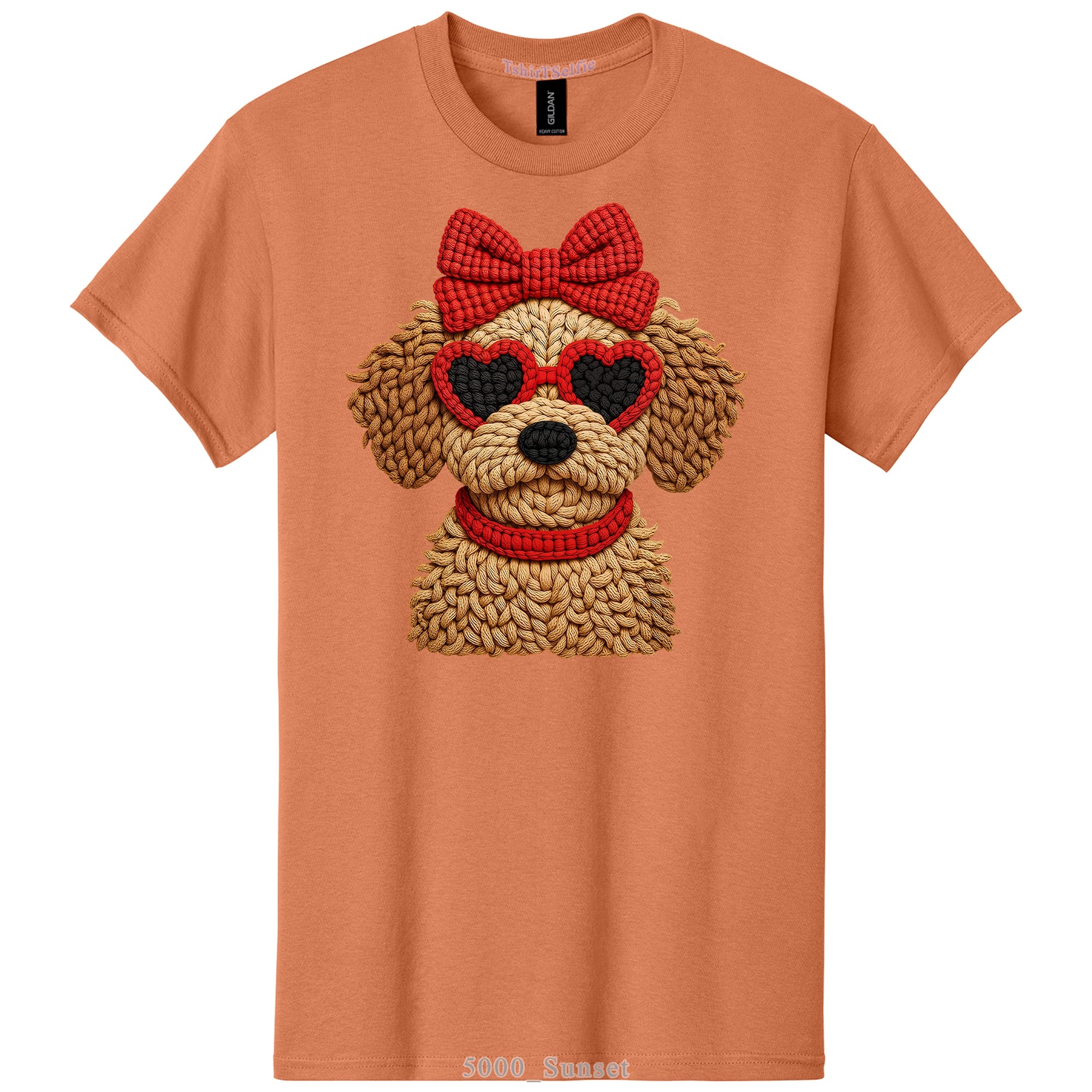 Pepper Gray Heart Sunglasses Goldendoodle Graphic Tee - 3D Knit Effect Digital Print