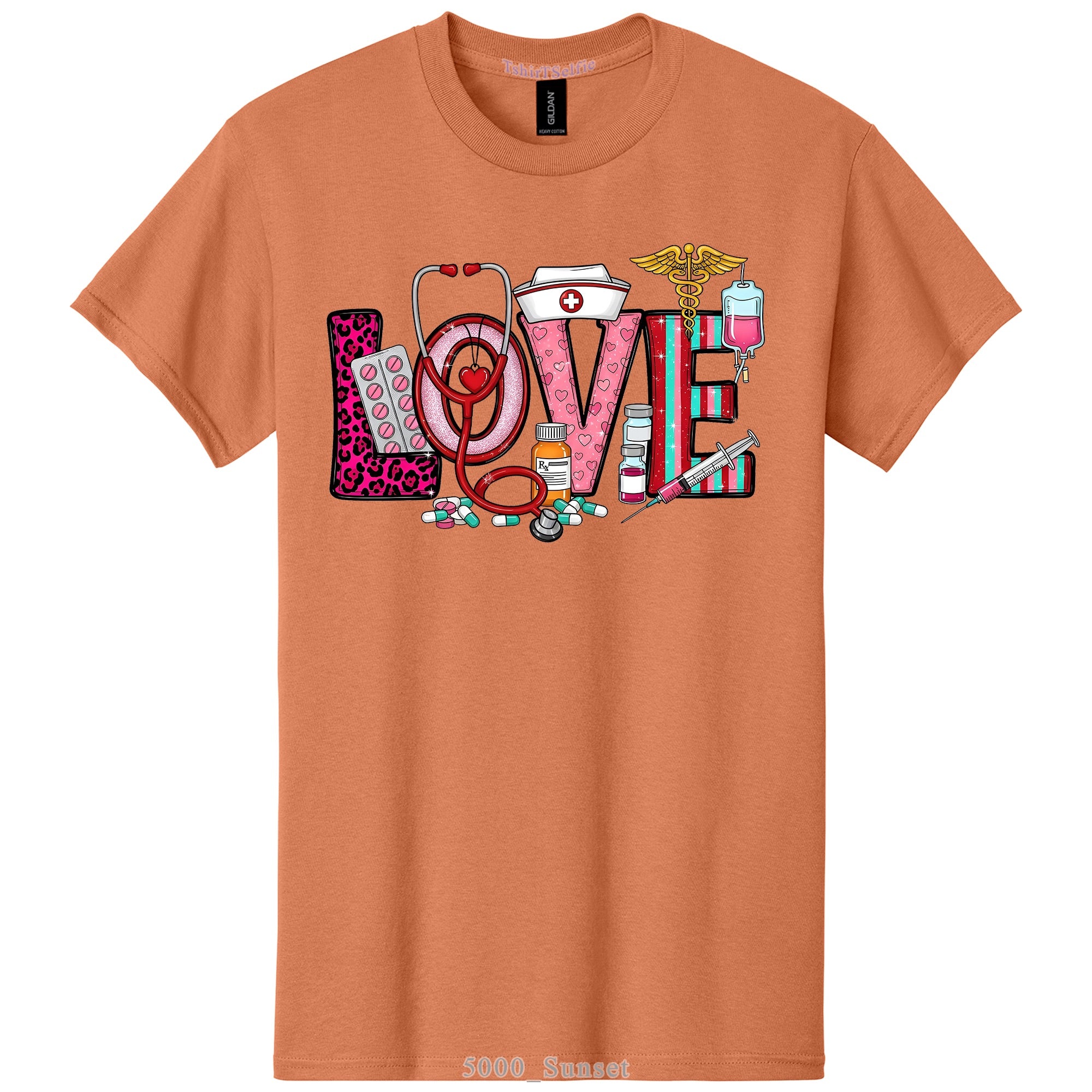 Nurse Themed 'Love' Word DTF Printed T-Shirt