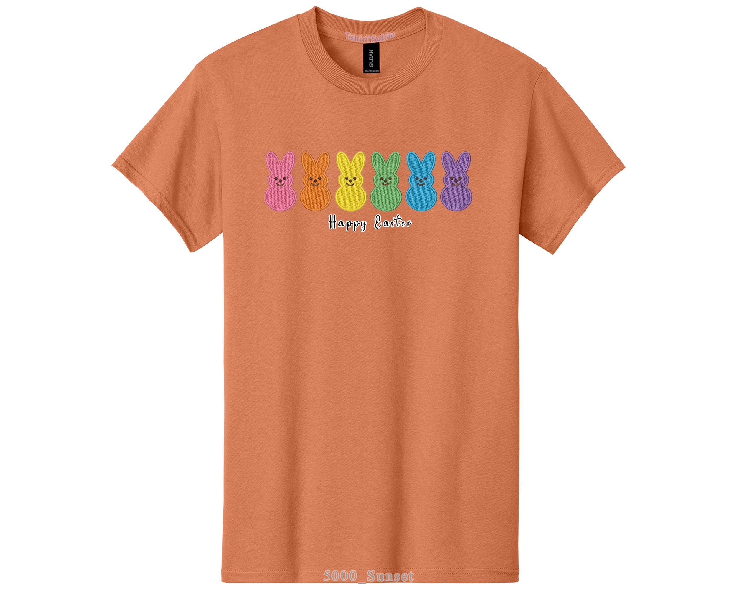 Rainbow Peeps Bunny Happy Easter Shirt - Festive Spring Holiday Graphic Tee