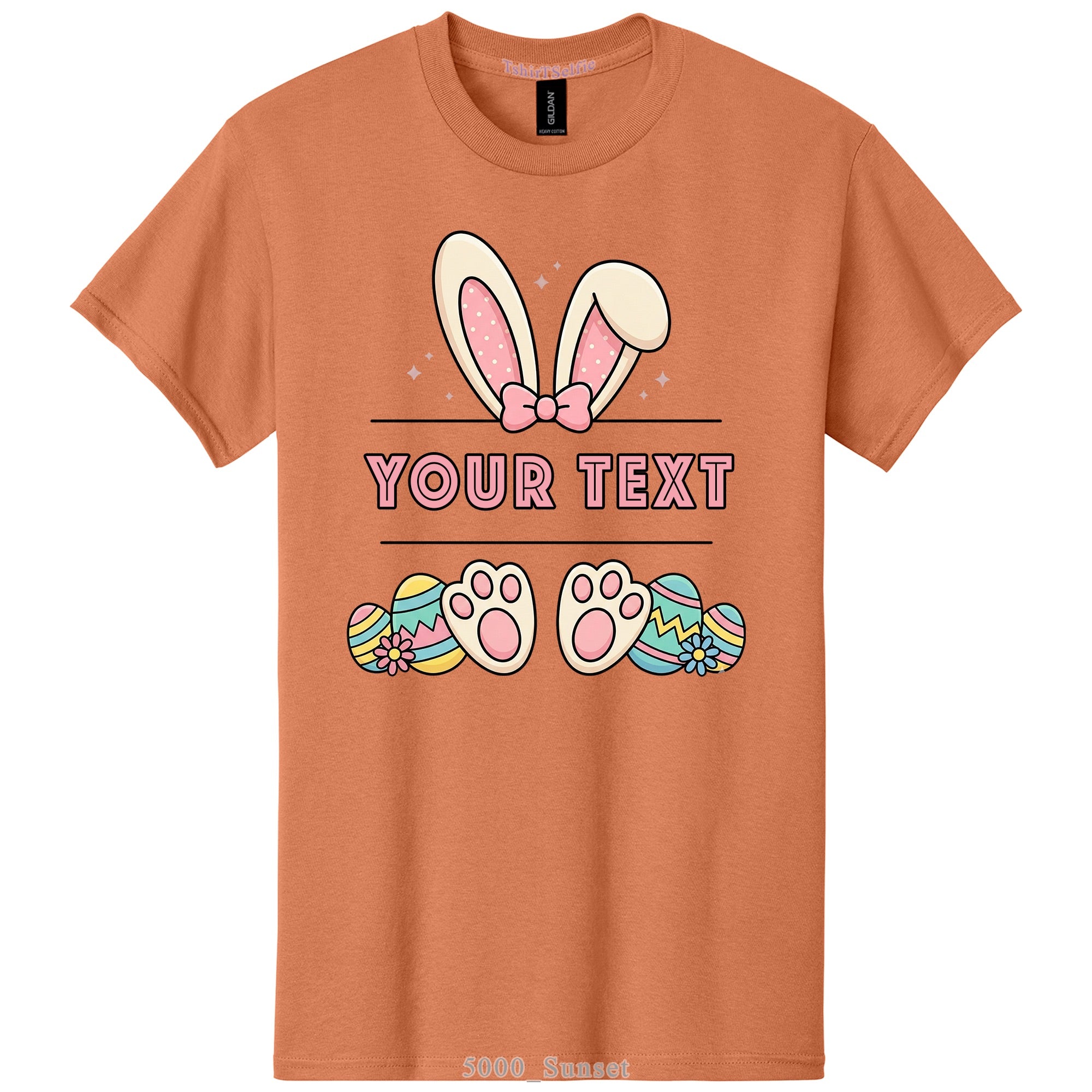 Easter Bunny Ears and Feet Themed DTF Printed Customizable T-Shirt