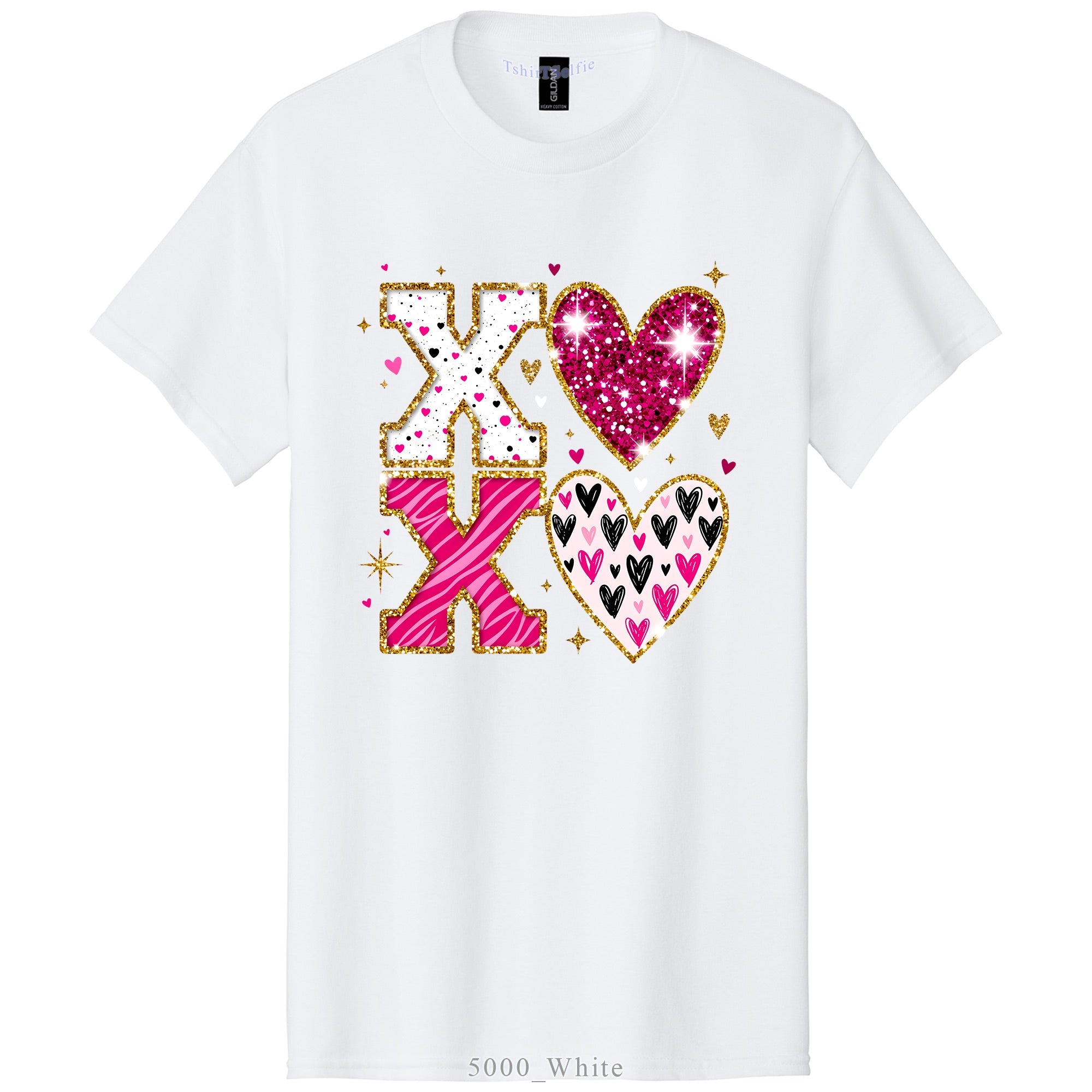 Sparkling XOXO Valentines Day Themed DTF Printed T-Shirt
