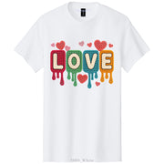 Knitted Texture Colorful Love Lettered Valentines Day DTF Printed T-Shirt