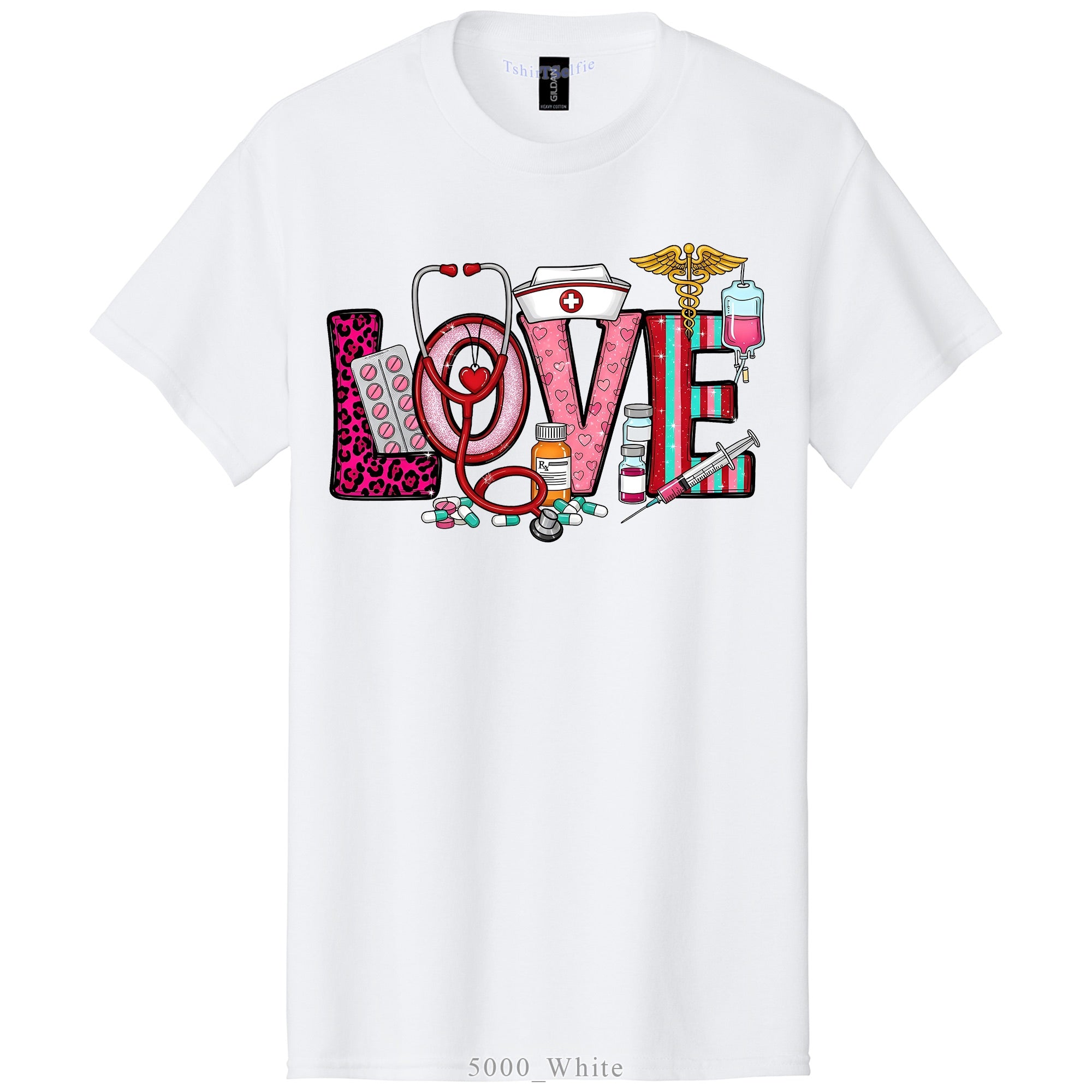 Nurse Themed 'Love' Word DTF Printed T-Shirt