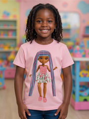 Vibrant Purple Interactive Dress-Up Doll T-Shirt with Changeable Outfits and Hair – 3D Interactive Girl’s Tee – Unique Creative Gift (Kopya)