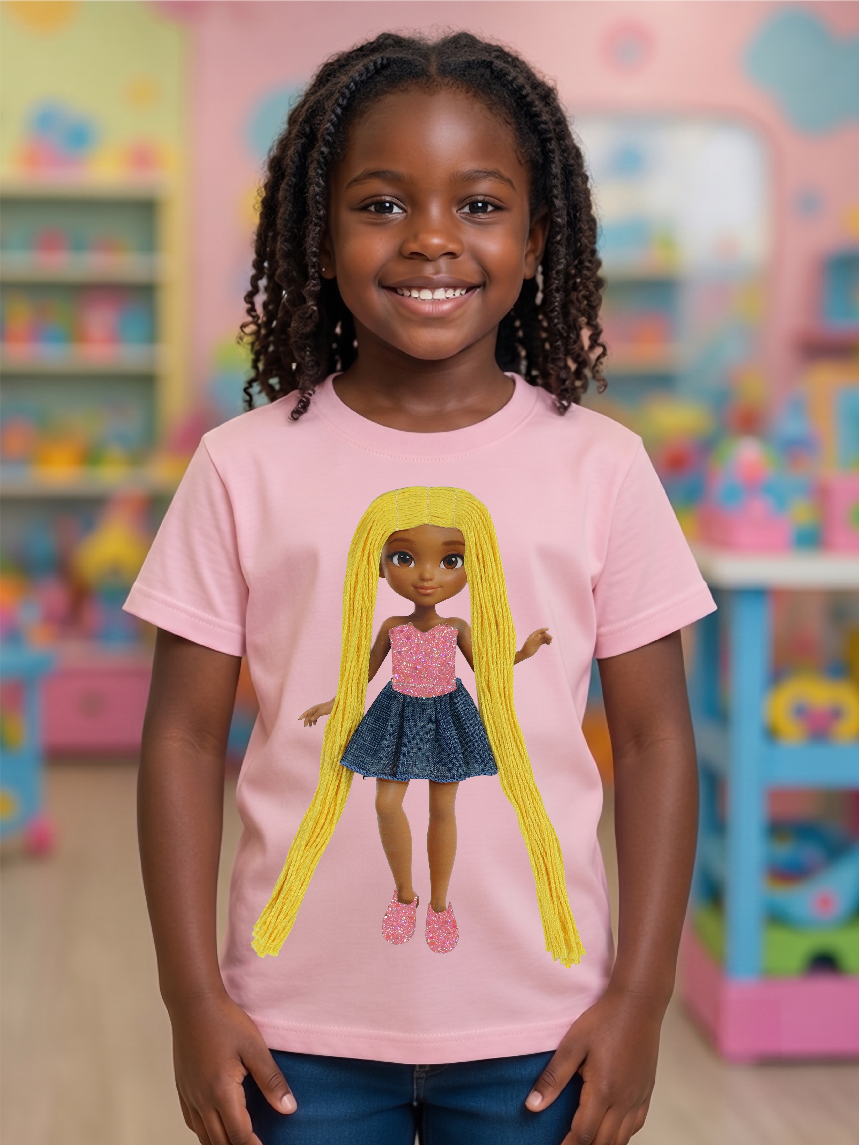 Jeans Interactive Dress-Up Doll T-Shirt with Changeable Outfits and Hair – 3D Interactive Girl’s Tee – Unique Creative Gift (Kopya) (Kopya)