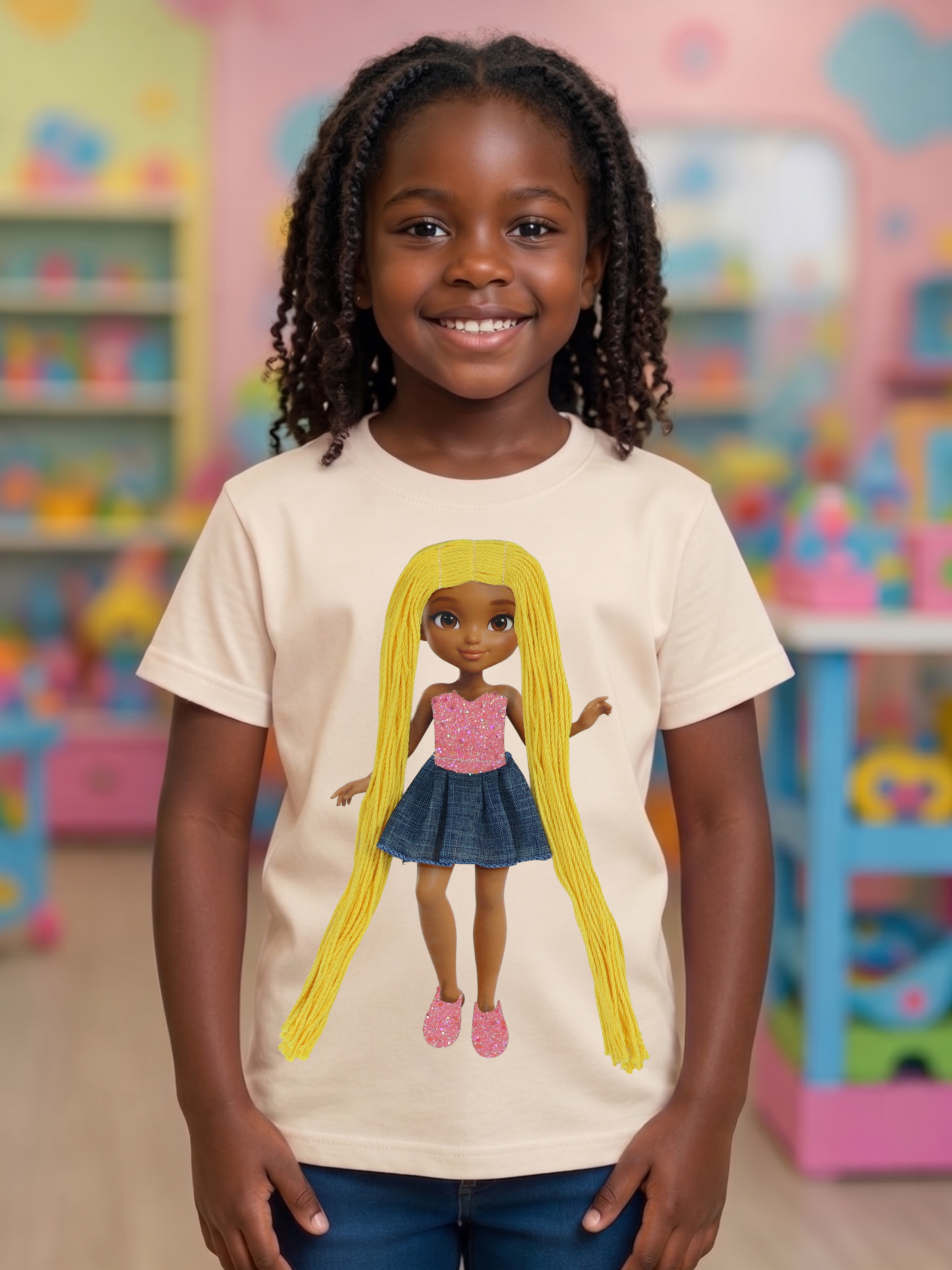 Jeans Interactive Dress-Up Doll T-Shirt with Changeable Outfits and Hair – 3D Interactive Girl’s Tee – Unique Creative Gift (Kopya) (Kopya)