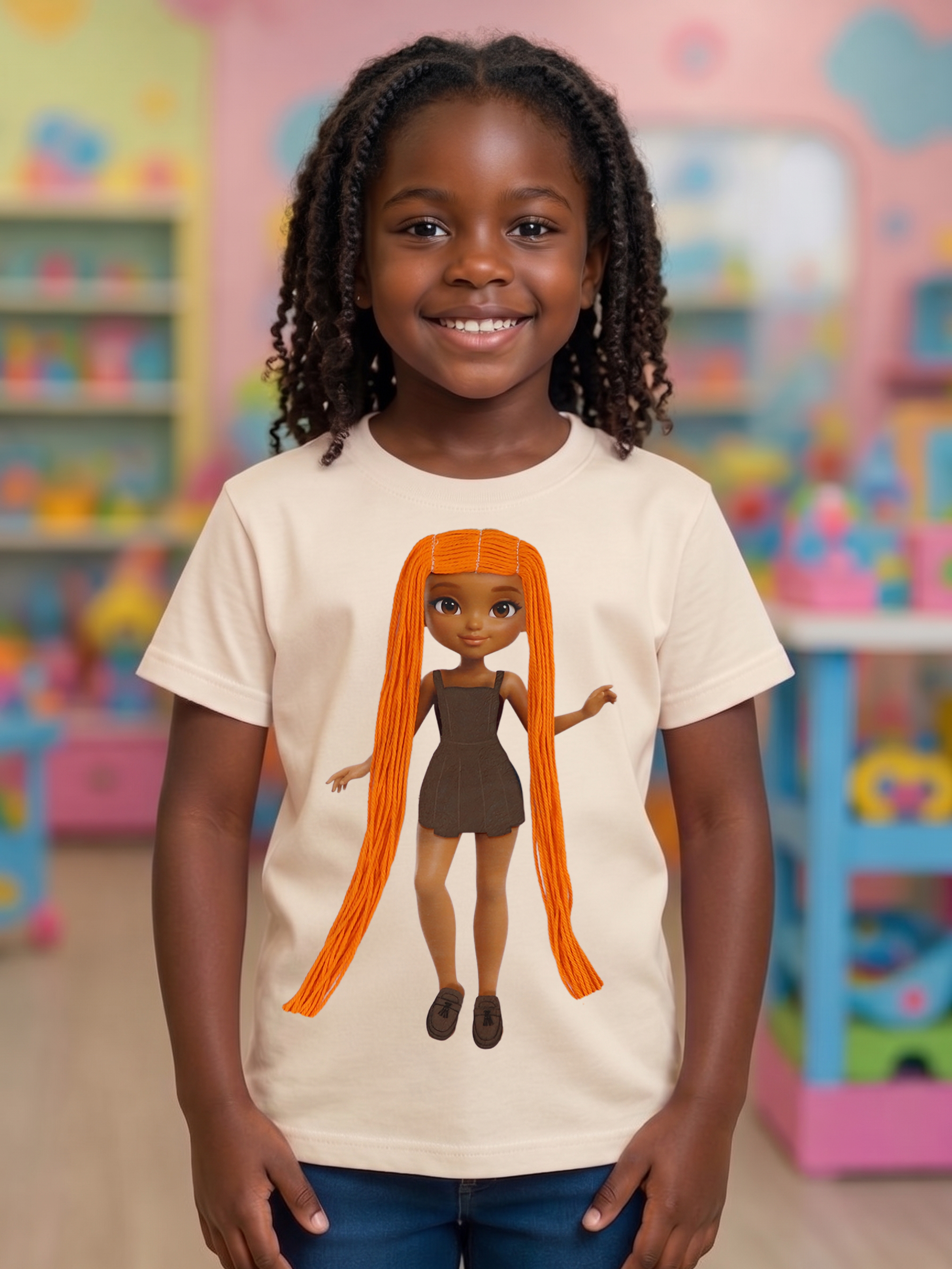 Jeans Interactive Dress-Up Doll T-Shirt with Changeable Outfits and Hair – 3D Interactive Girl’s Tee – Unique Creative Gift (Kopya) (Kopya)