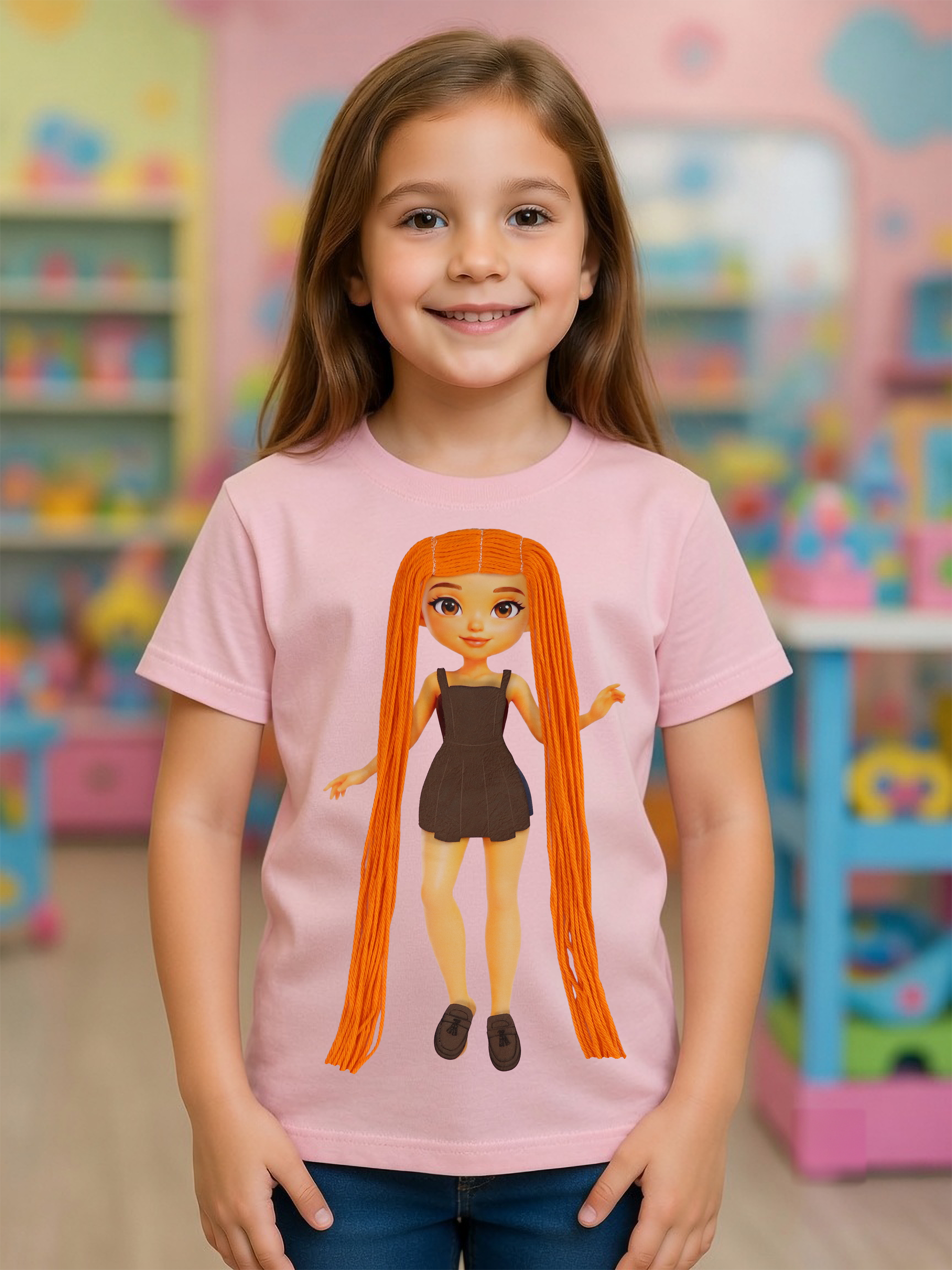 Jeans Interactive Dress-Up Doll T-Shirt with Changeable Outfits and Hair – 3D Interactive Girl’s Tee – Unique Creative Gift (Kopya) (Kopya)